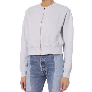 Cotton Citizen Milan Bomber Zip-Up Sweatshirt, Size XS, Gray